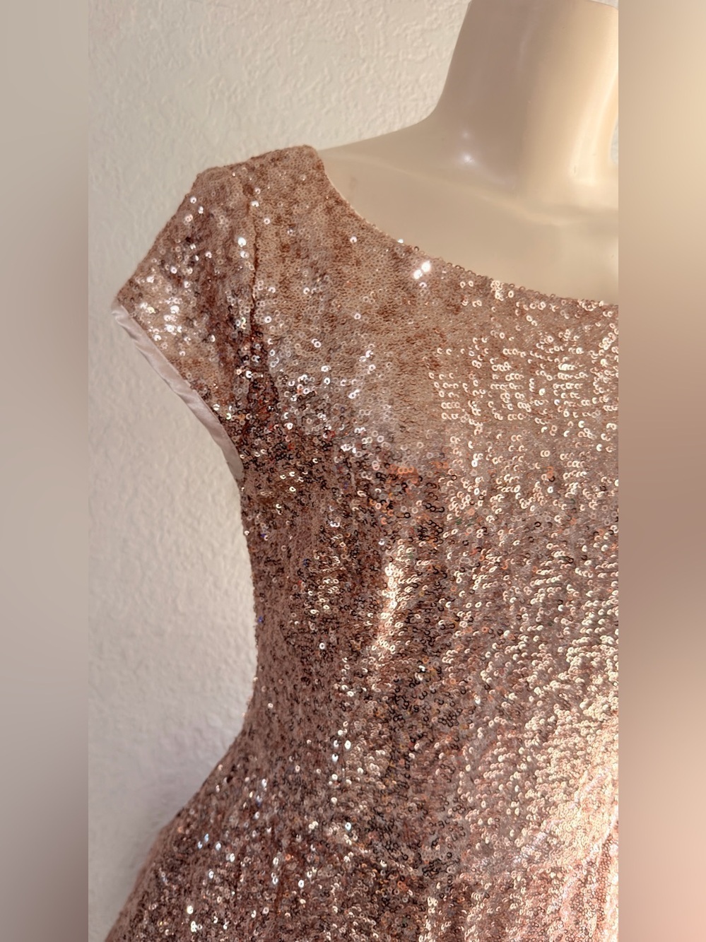 Windsor Sequin Fit & Flare Cocktail Dress in Rose Gold - Picture 4 of 14